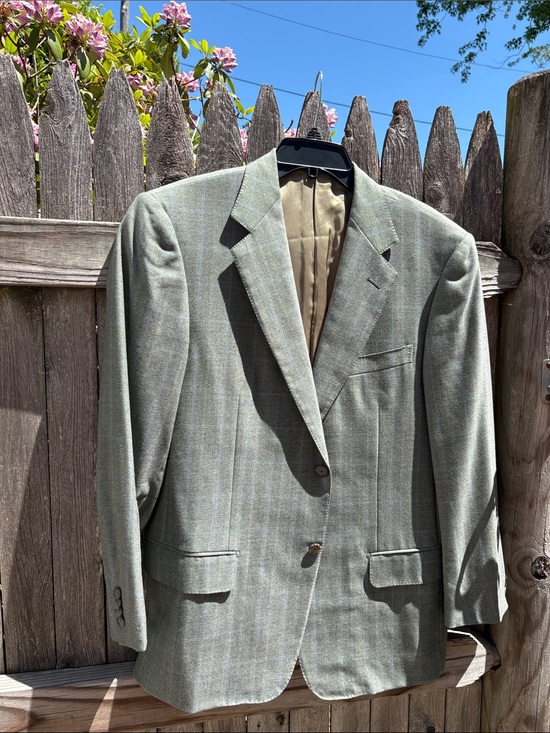 Ermenegildo Zegna Other - Ermenegildo ZEGNA 40R sage with light blue grid wool blazer!!